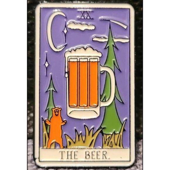 Enamel Metal Pin Tarot The Beer 20 Oracle Card Brooch - Picture 1 of 3